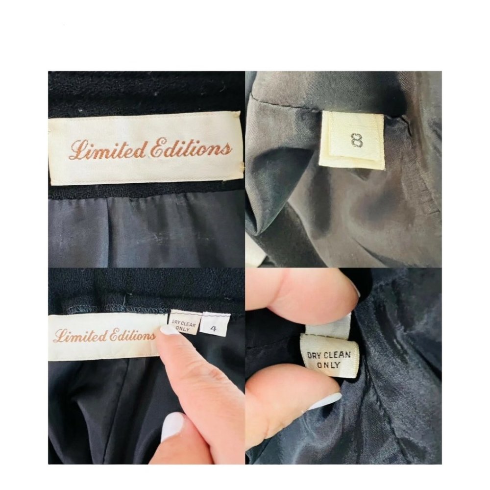 Limited Editions 60s Wool Skirt Suit Embroidered Piping Details Black EUC VINTG - Picture 12 of 13